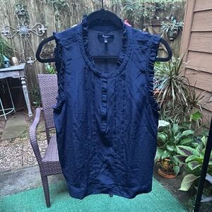 Madewell Midnight Blue Ruffle Trim Blouse